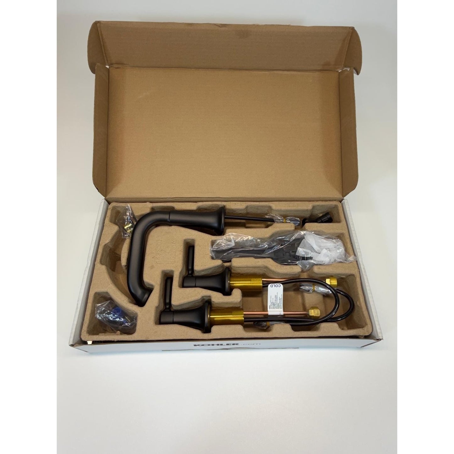 Kohler Terzet 3-Hole Bathroom Faucet Matte Black 1.2 GPM Widespread