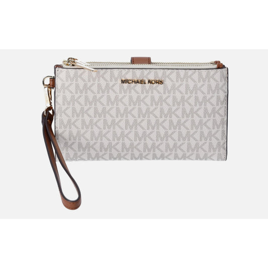 Michael Kors Jet Set Travel Double Zip Phone Wristlet MK Vanilla Signature