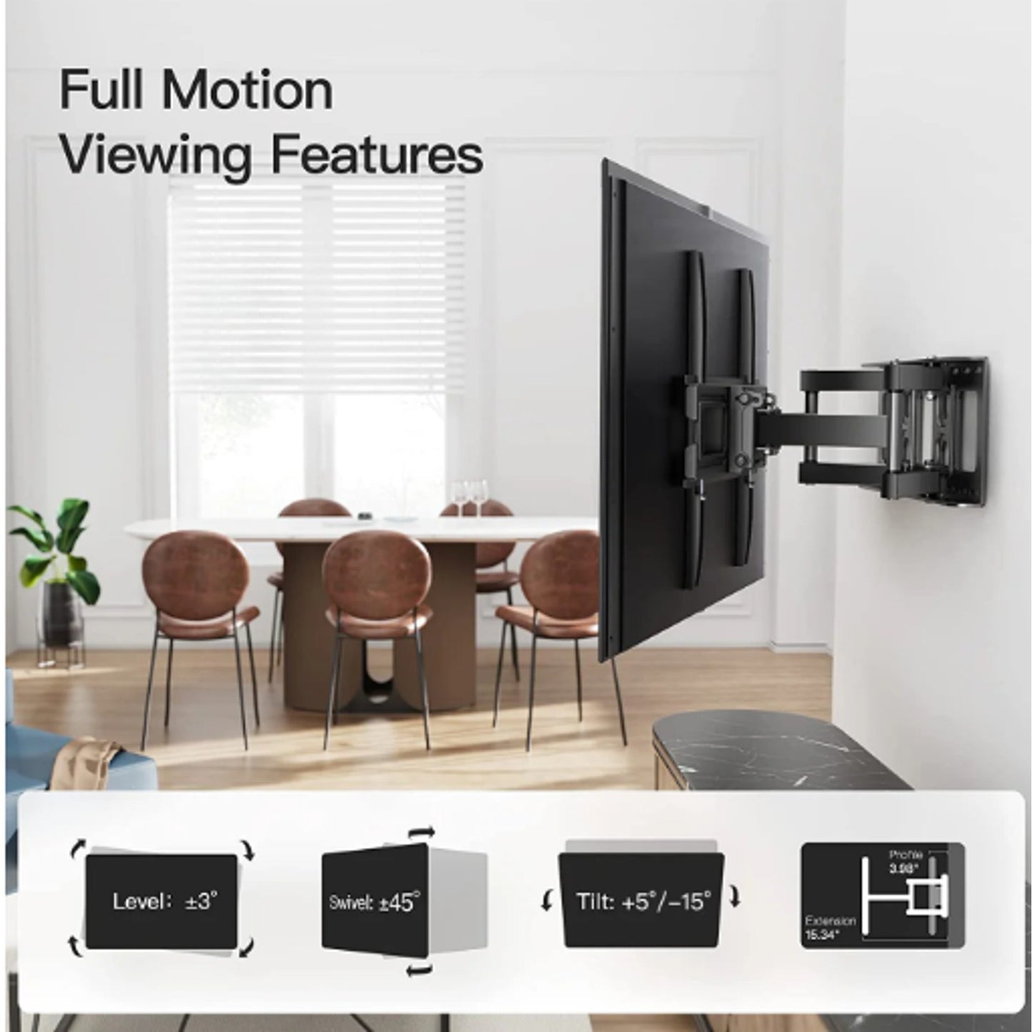 PIPISHELL FULL MOTION TV WALL MOUNT PIMF3 UP TO 65" BRAND NEW