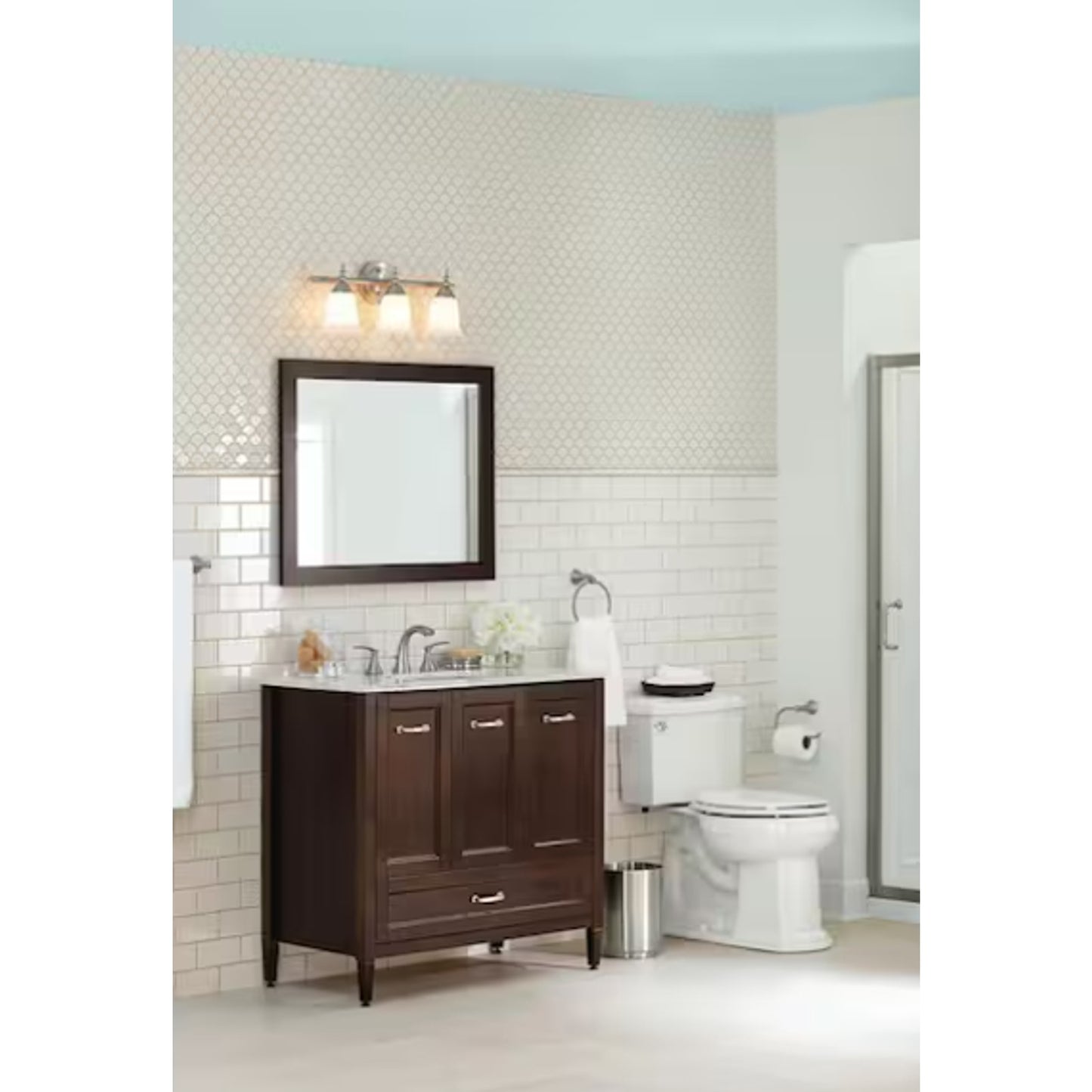 Hampton Bay Olgelthorpe 3-Light Brushed Nickel Vanity Light New