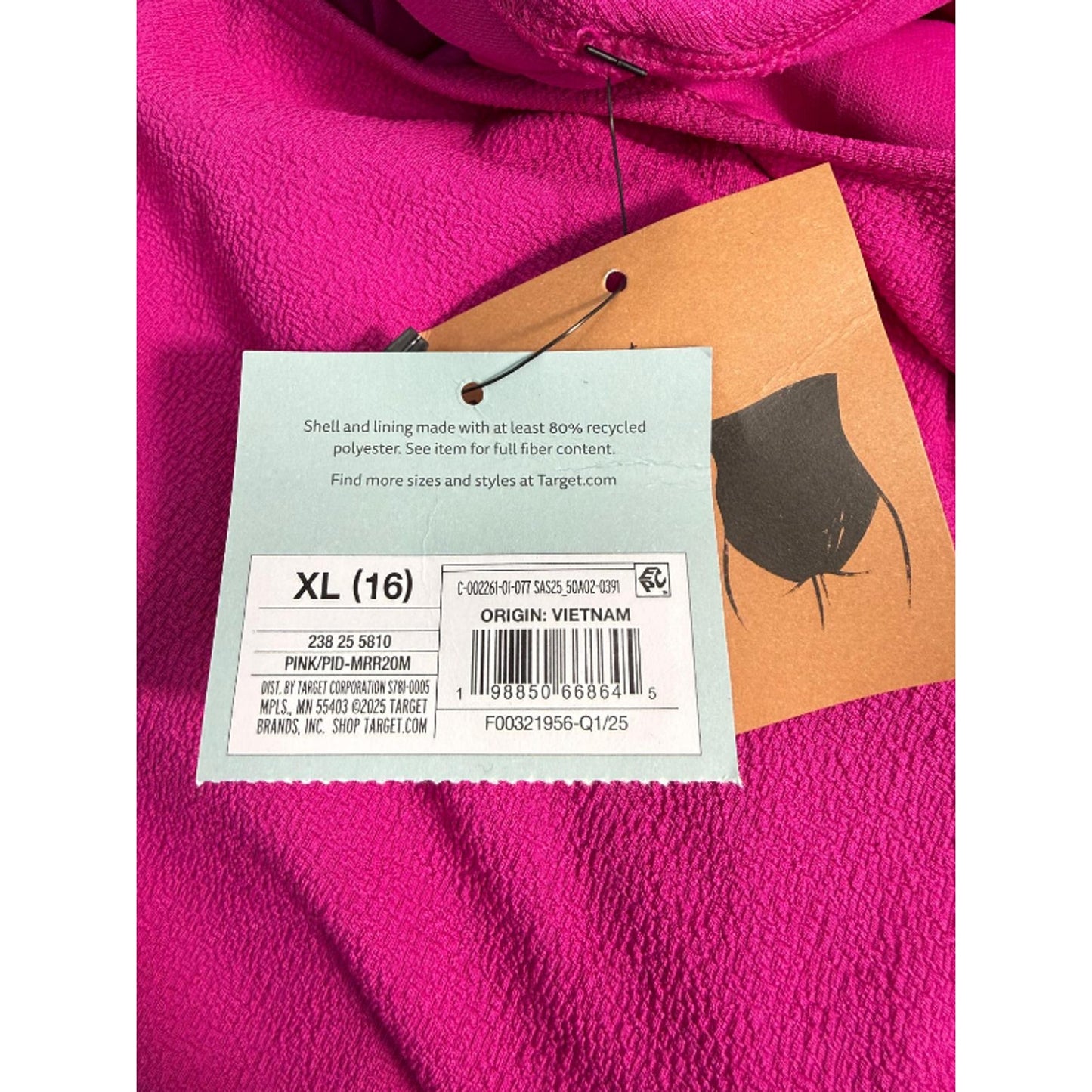 Women's Micro Crinkle V Neck Swimsuit - Shade & Shore Dark Pink XL 16