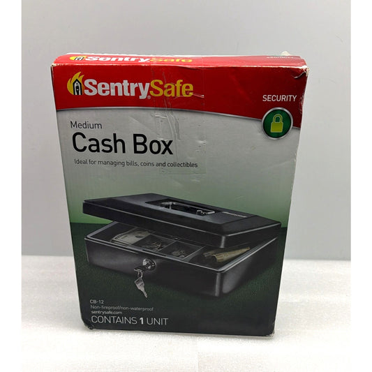 SentrySafe Money Safe Cash Box with Tray and Key Lock 0 21 Cubic Feet 3 75 x 12