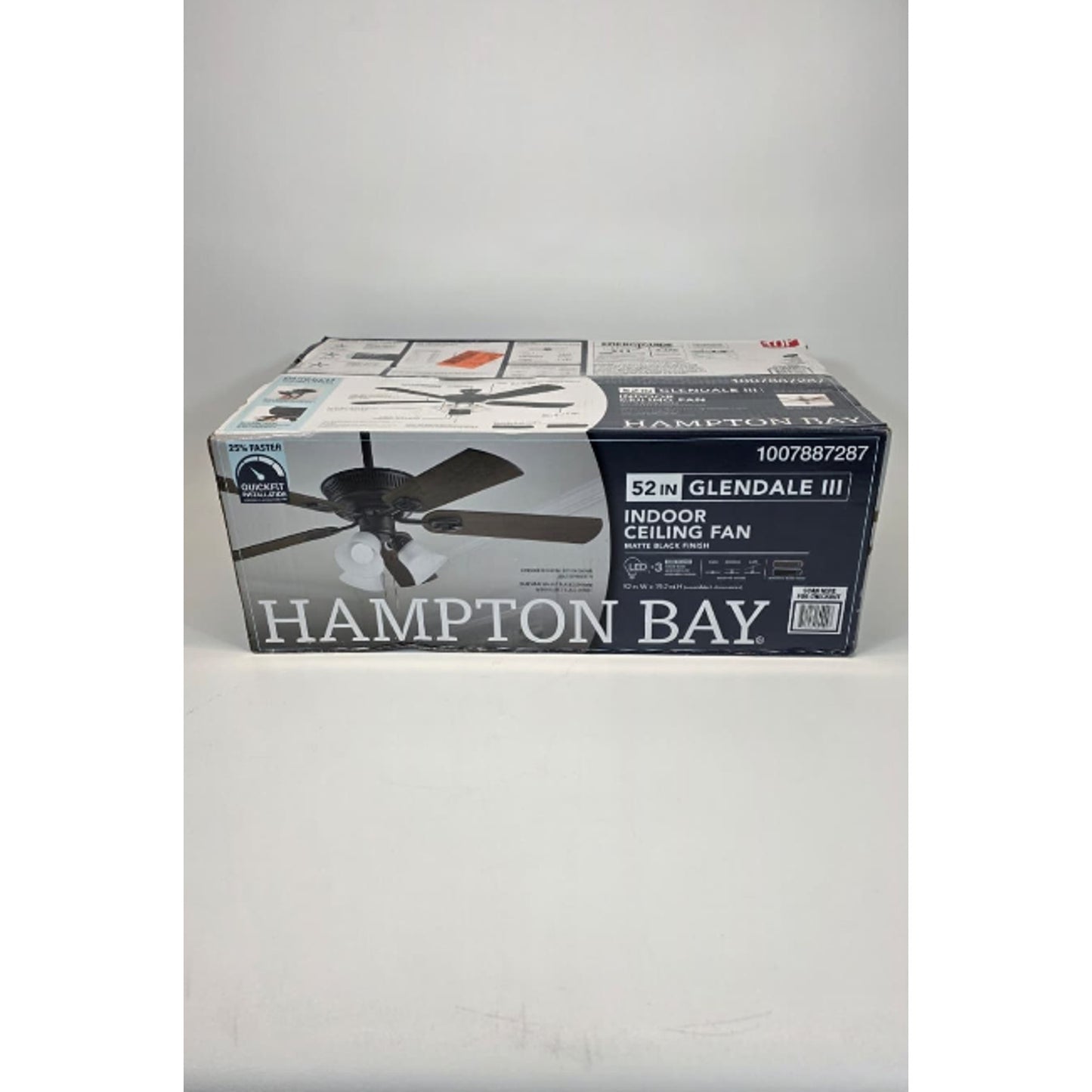 Hampton Bay Glendale III 52 LED Indoor Matte Black Ceiling Fan Light Pull Chains