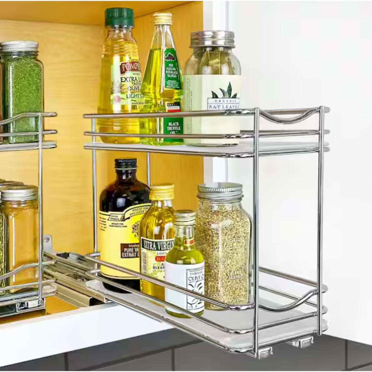 Pull Out Spice Rack Organizer for Inside Kitchen Cabinets - 4-3/8 inch Wide