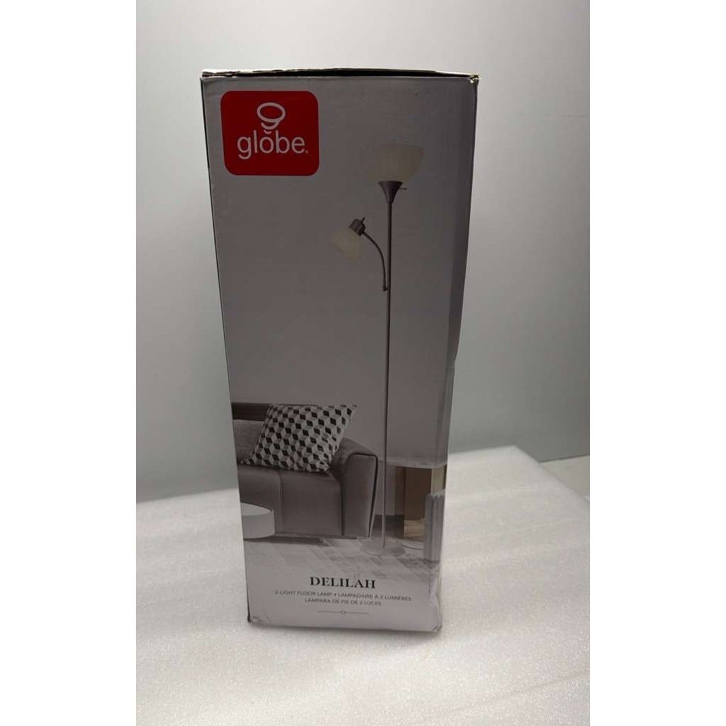 Globe Electric 67134 72" Torchiere Floor Lamp and Adjustable 1 Pack, Silver