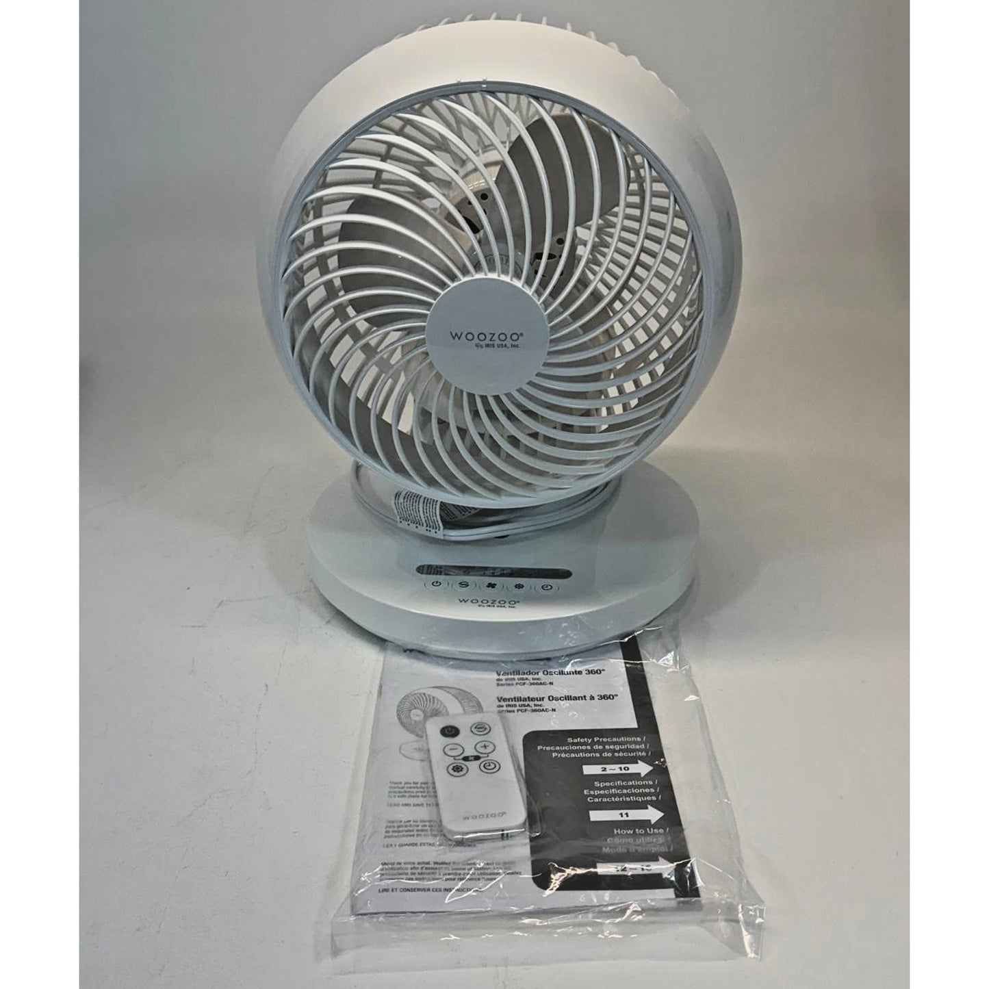 IRIS WOOZOO 360° Oscillating Fan with Remote and Timer 3 Speed Settings