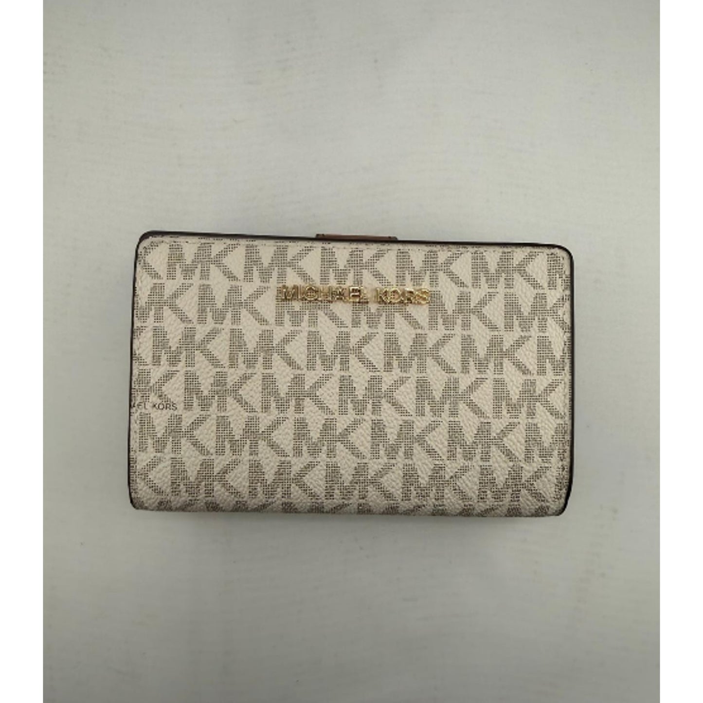 Michael Kors Jet Set Travel Medium Bifold Zip Coin Wallet Vanilla 35F8GTVF2B NEW