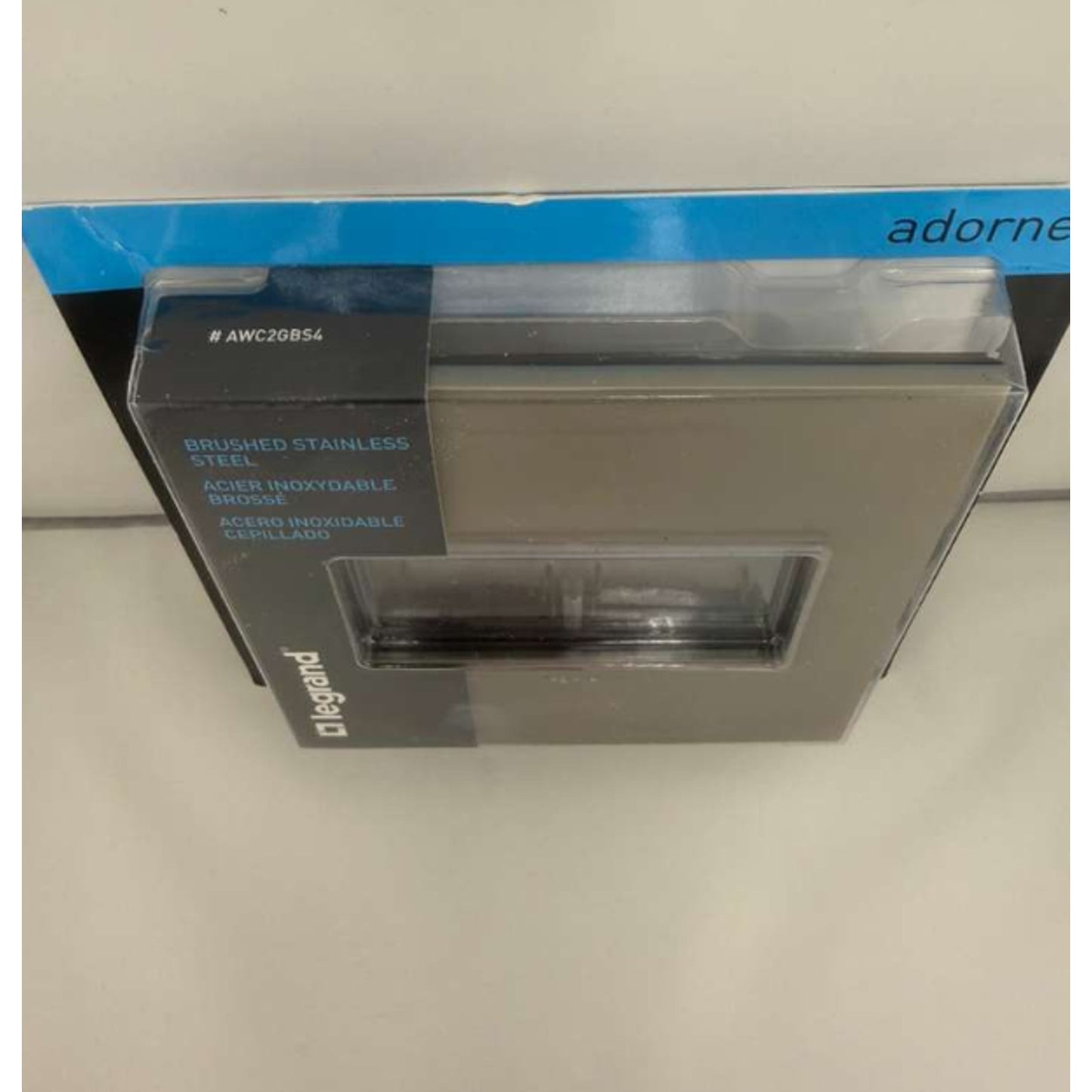 Legrand adorne® Brushed Stainless 2-Gang Screwless Wall Plate - # AWC2GBS4