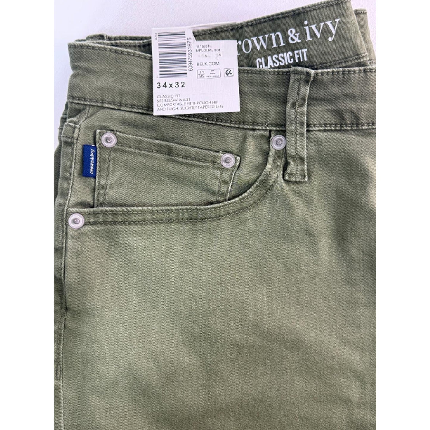 Crown & Ivy Olive Green High Rise Skinny Pants Size L (34x32)