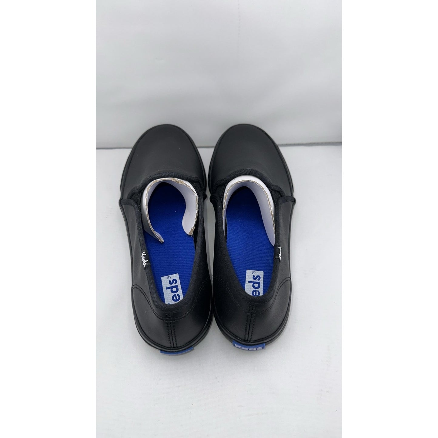 KEDS Women's Double Decker Leather Slip-on Sneaker in Black Size 8.0