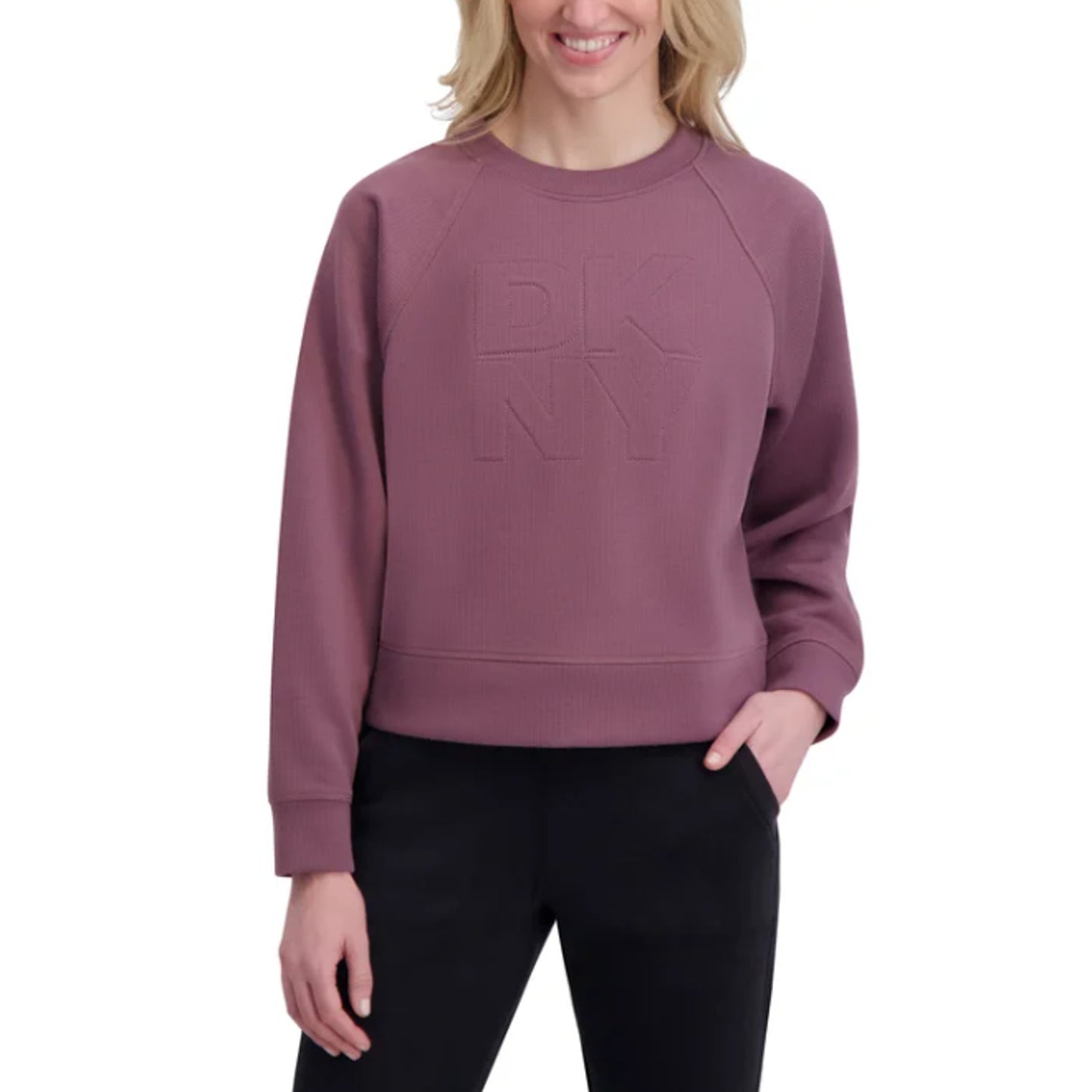 DKNY Sport Women's Logo Crewneck Sweatshirt, Dark Purple, Size L