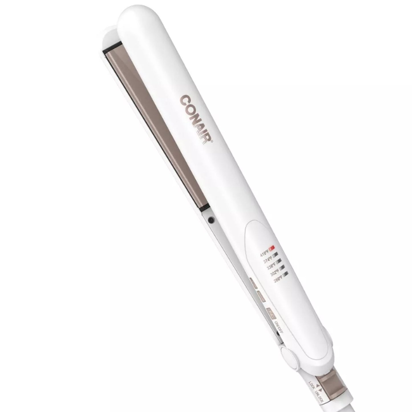 Conair Double Ceramic Flat Iron 1in Hair Straightener 5 Heat 410F White