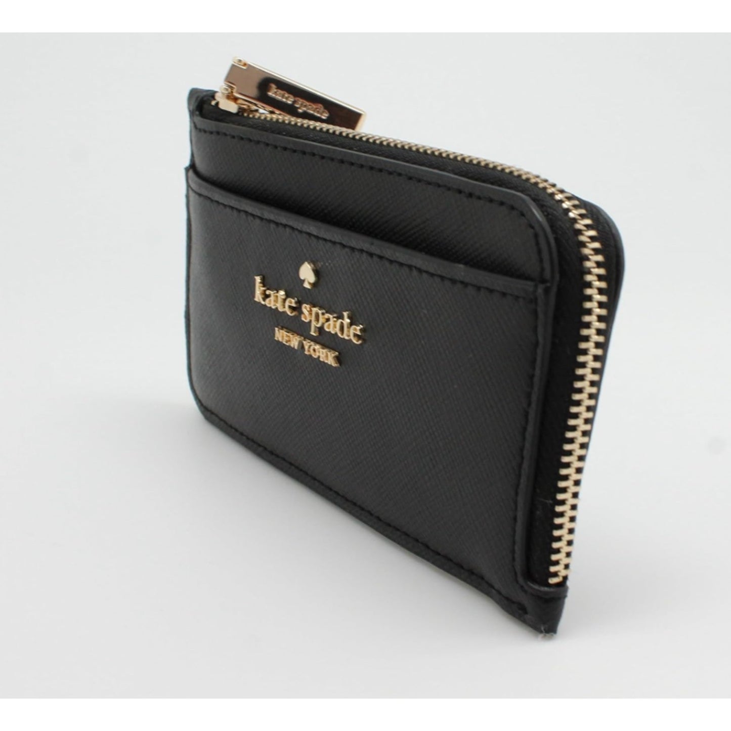 Kate Spade Madison Small Saffiano Leather Top Zip Card Holder Black KC583 L-Zip