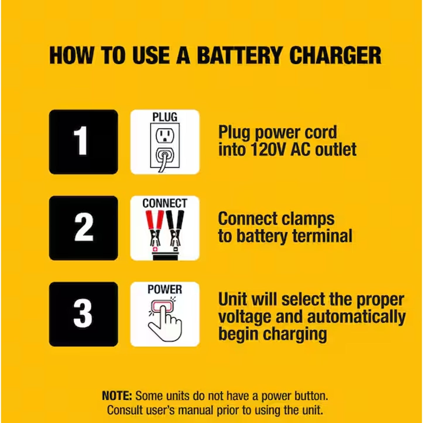 NEW DeWalt DXAEC2 Professional 6-12 V Battery Charger w/ Clamps, Ring Terminals