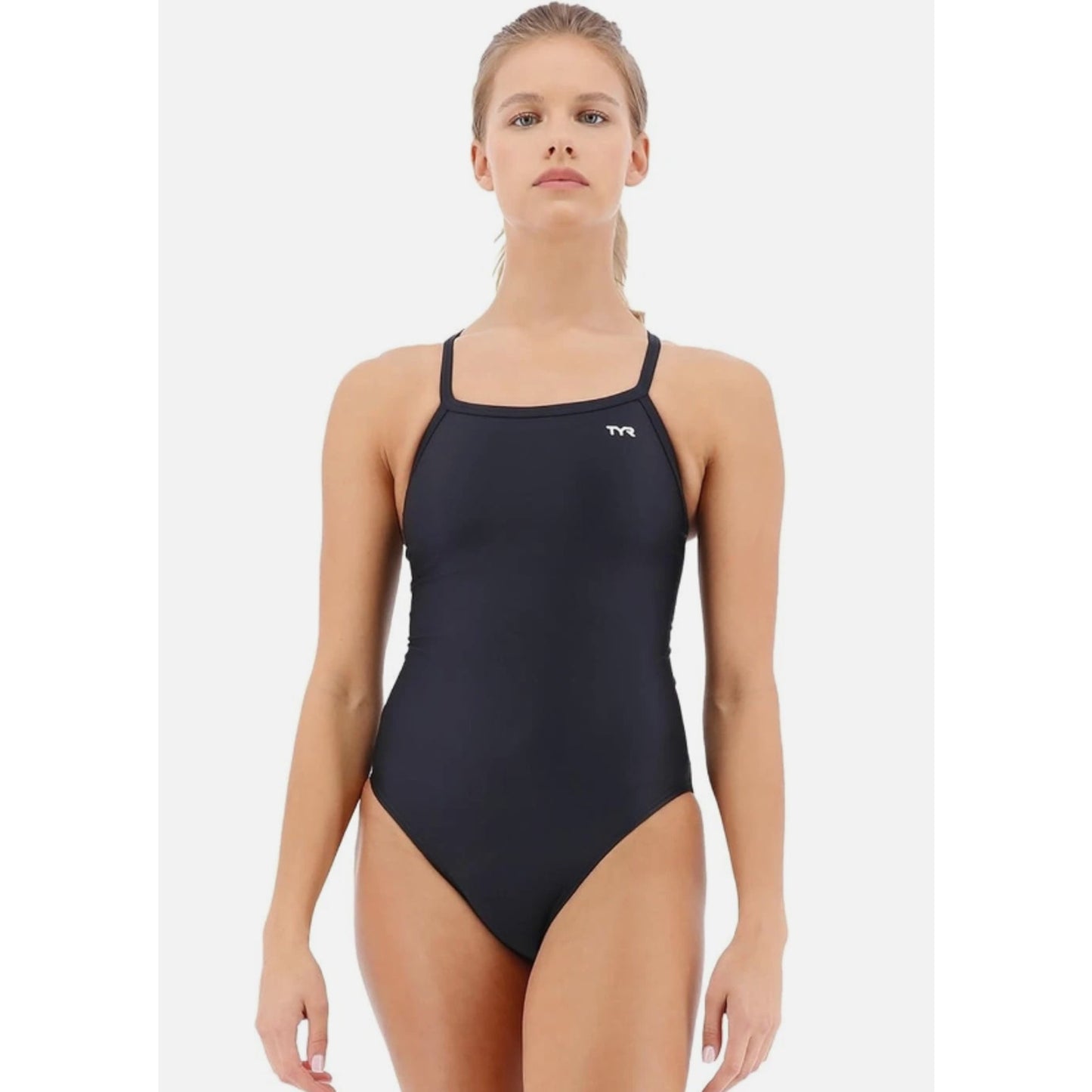 TYR Womens Tyreco Solid Diamondback Swimsuit, Black, L/36 NWT