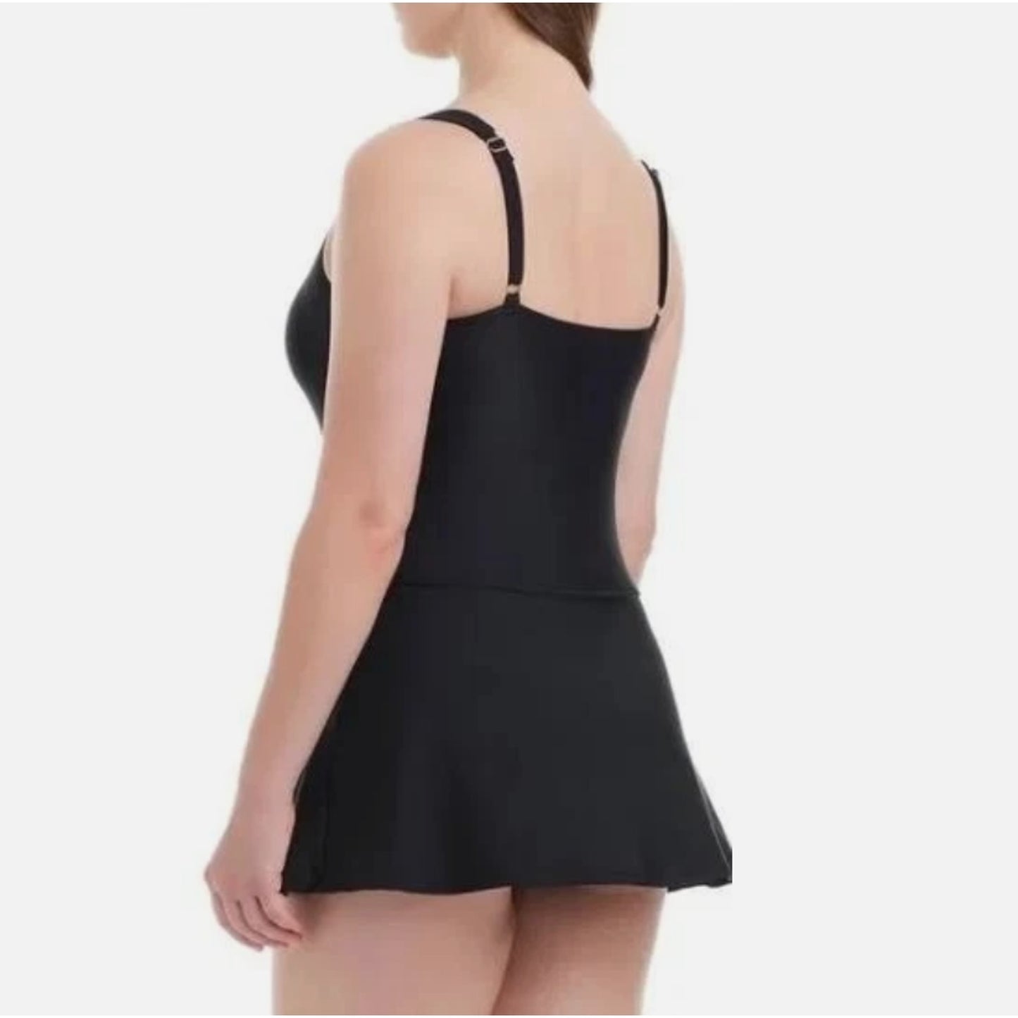 Beyond Control Womens Swim Dress UPF 50 Tummy Control Adjustable Straps, Black S