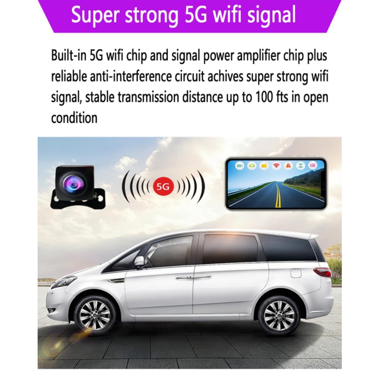 Wifi Backup Camera, Strong 5G WiFi HD1080P Clear Picture, Wide Angle Rear...