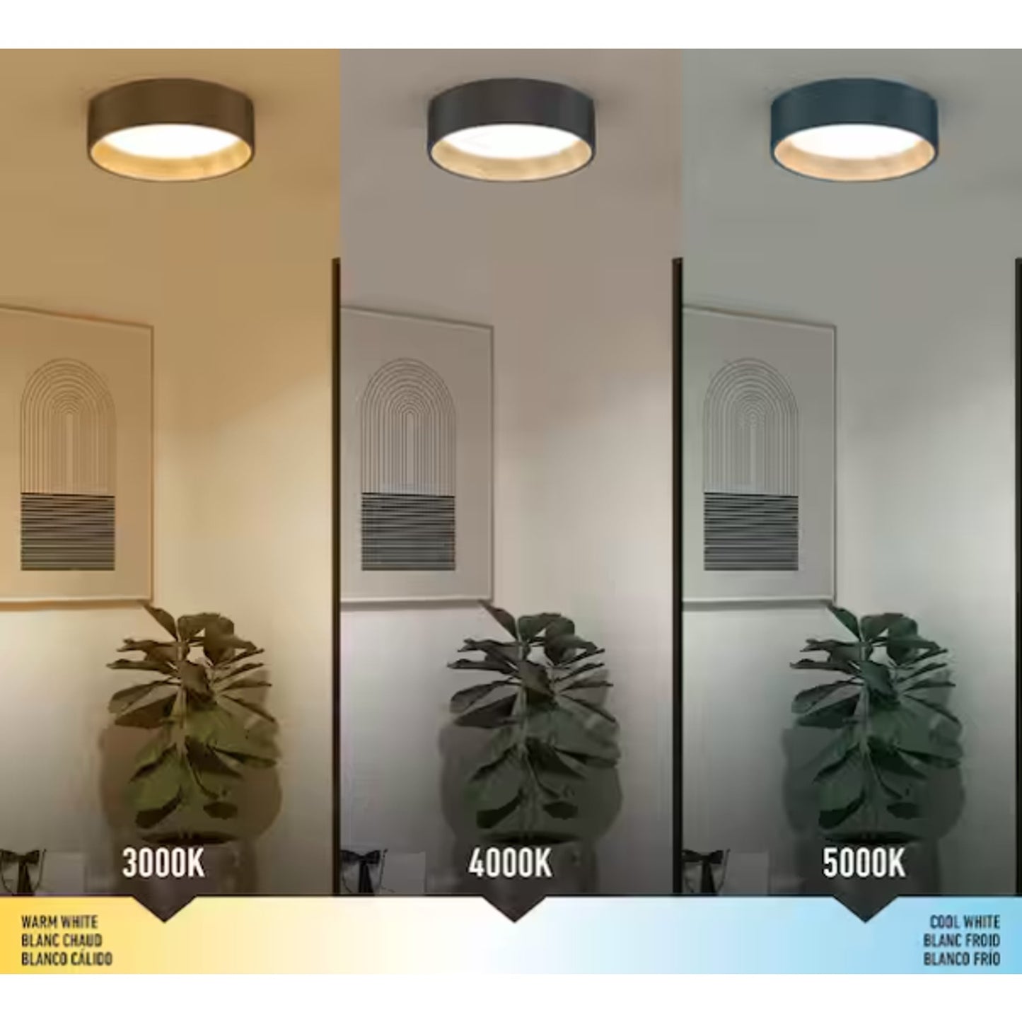 Artika Alton 13" 1-Light Modern Black & Wood LED 3 CCT Flush Mount Ceiling Light