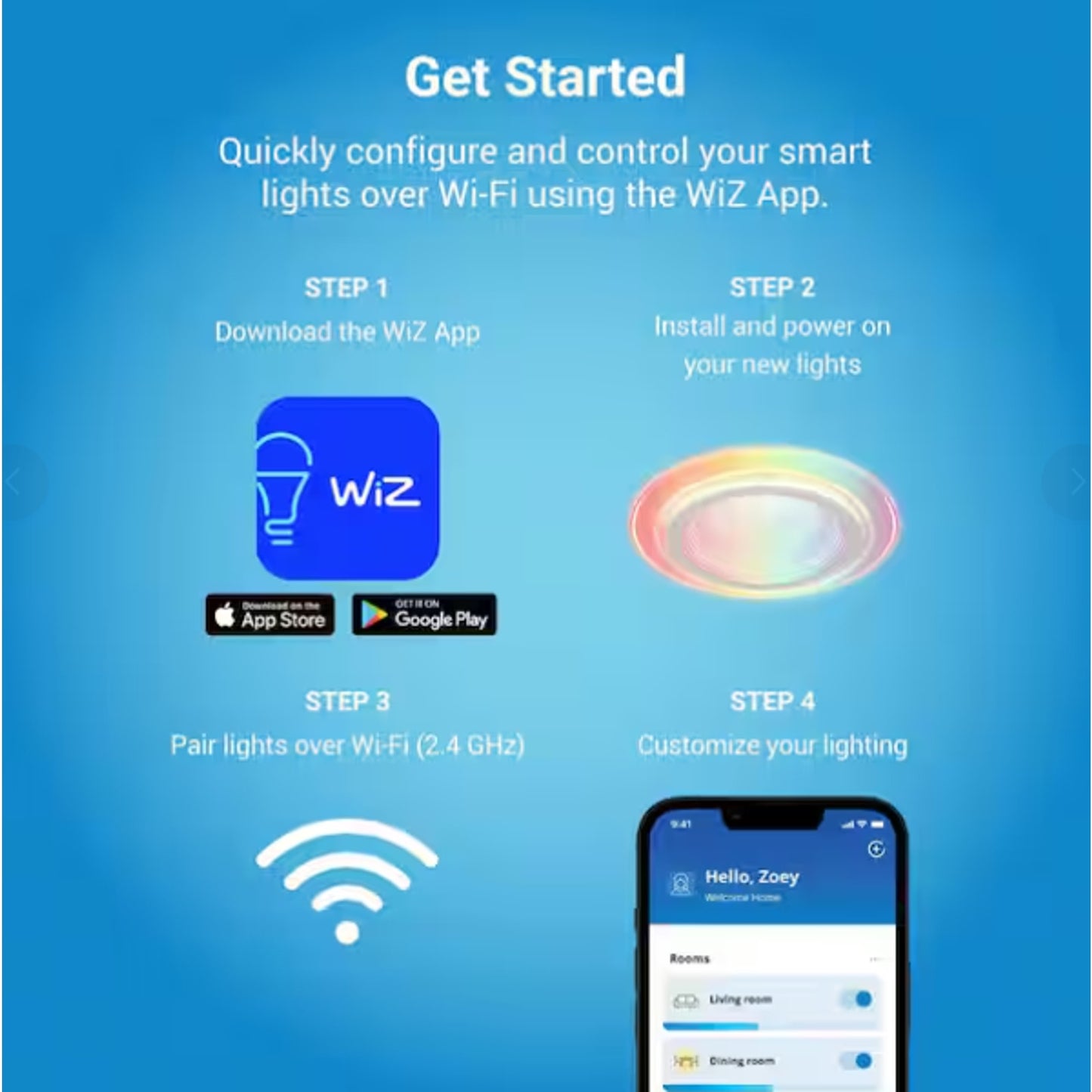 HALO 4” Dual Zone Smart Wi-Fi® Canless LED Light Powered by WiZ Pro
