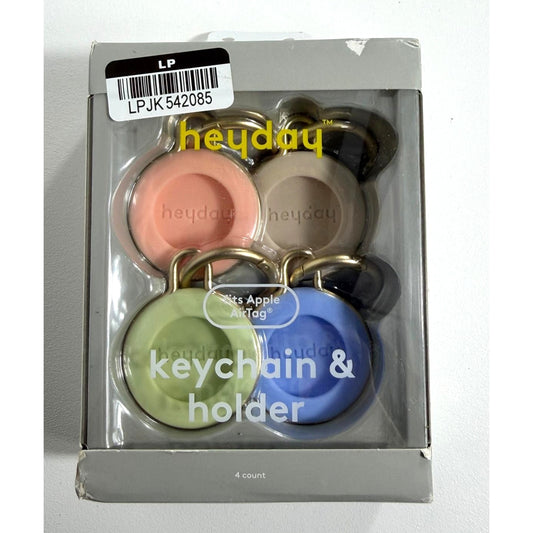 heyday AirTag Case Keychain 4 Pack GPSHolder Anti-Scratch Pastel Colors