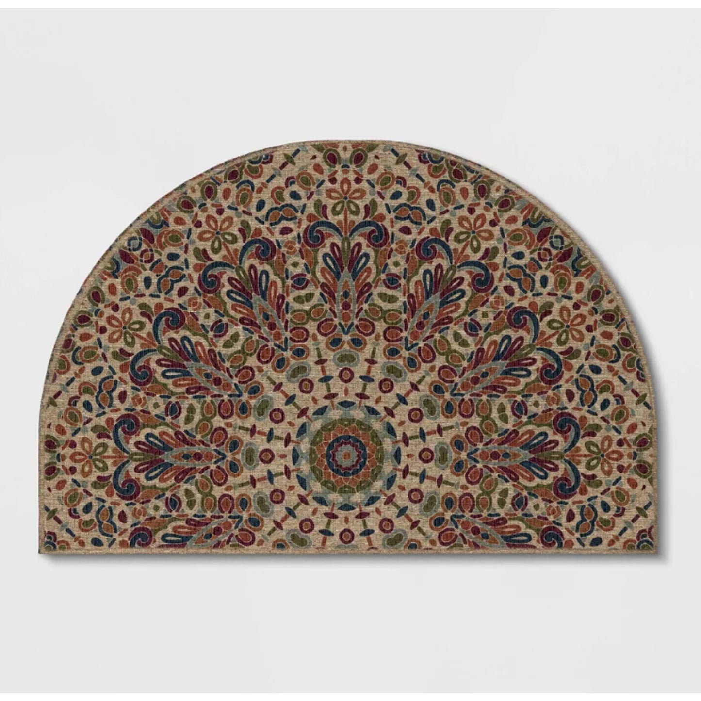 2'x3' Driftwood Medallion Half Round Doormat Beige - Threshold™: Outdoor Rubber