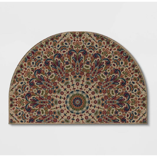 2'x3' Driftwood Medallion Half Round Doormat Beige - Threshold™: Outdoor Rubber