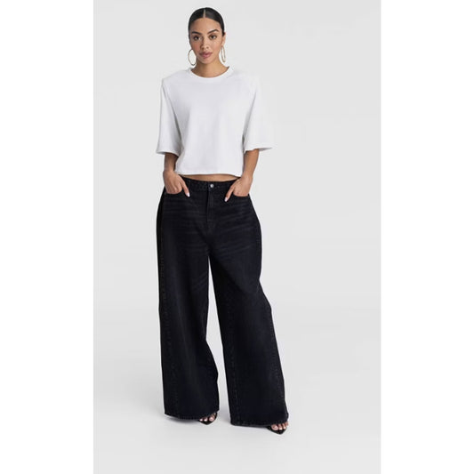 KBB by KAHLANA Women's Low-Rise Wide Leg 'The Rachel Jean' - Black Wash 20