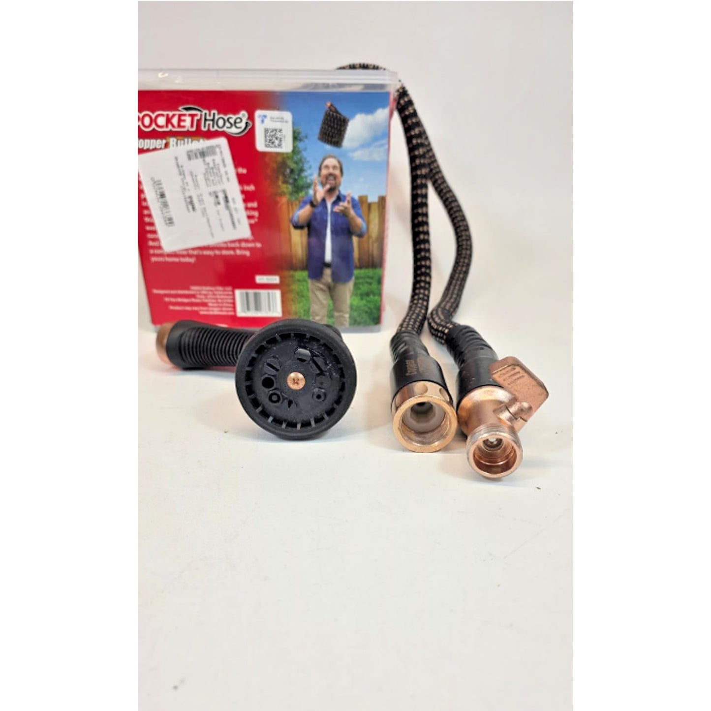 Pocket Hose 100 Ft. 3/4” Copper Bullet with 10 Spray Pattern Sprayer