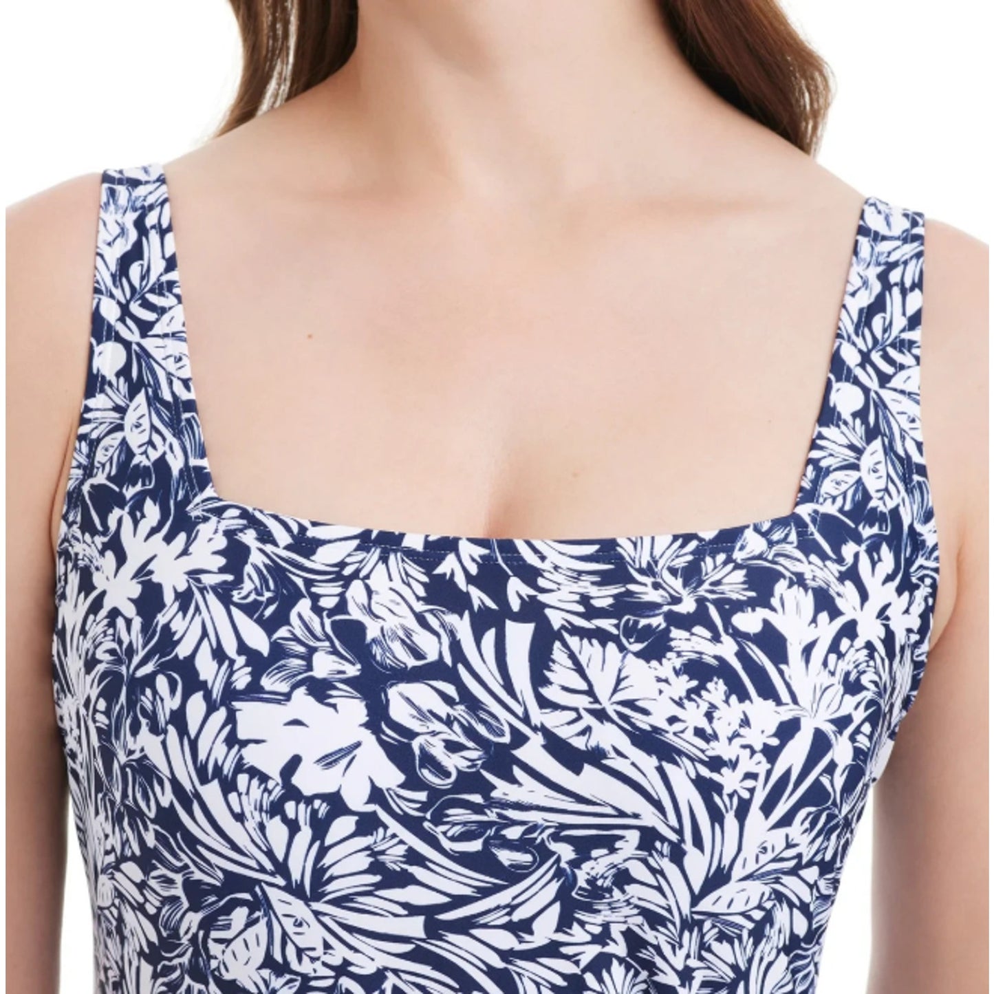 Beyond Control Women's Swim Dress White and Navy L
