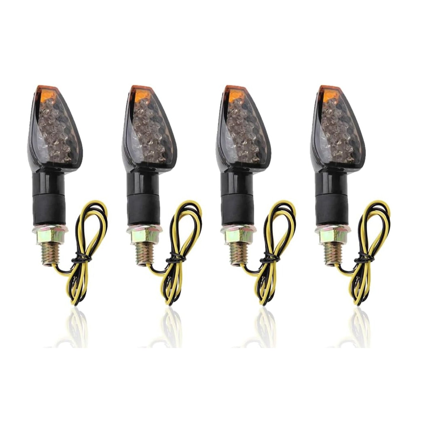 4PCS Motorcycle Turn Signals, 14LED Front+Rear Blinkers -Smoked Black Shell