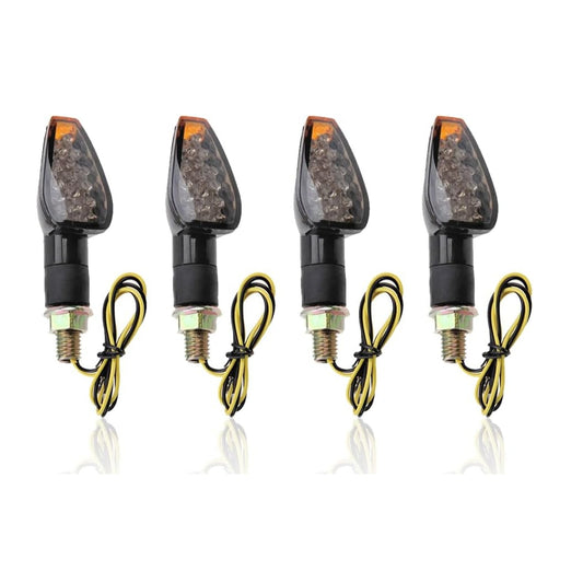 4PCS Motorcycle Turn Signals, 14LED Front+Rear Blinkers -Smoked Black Shell