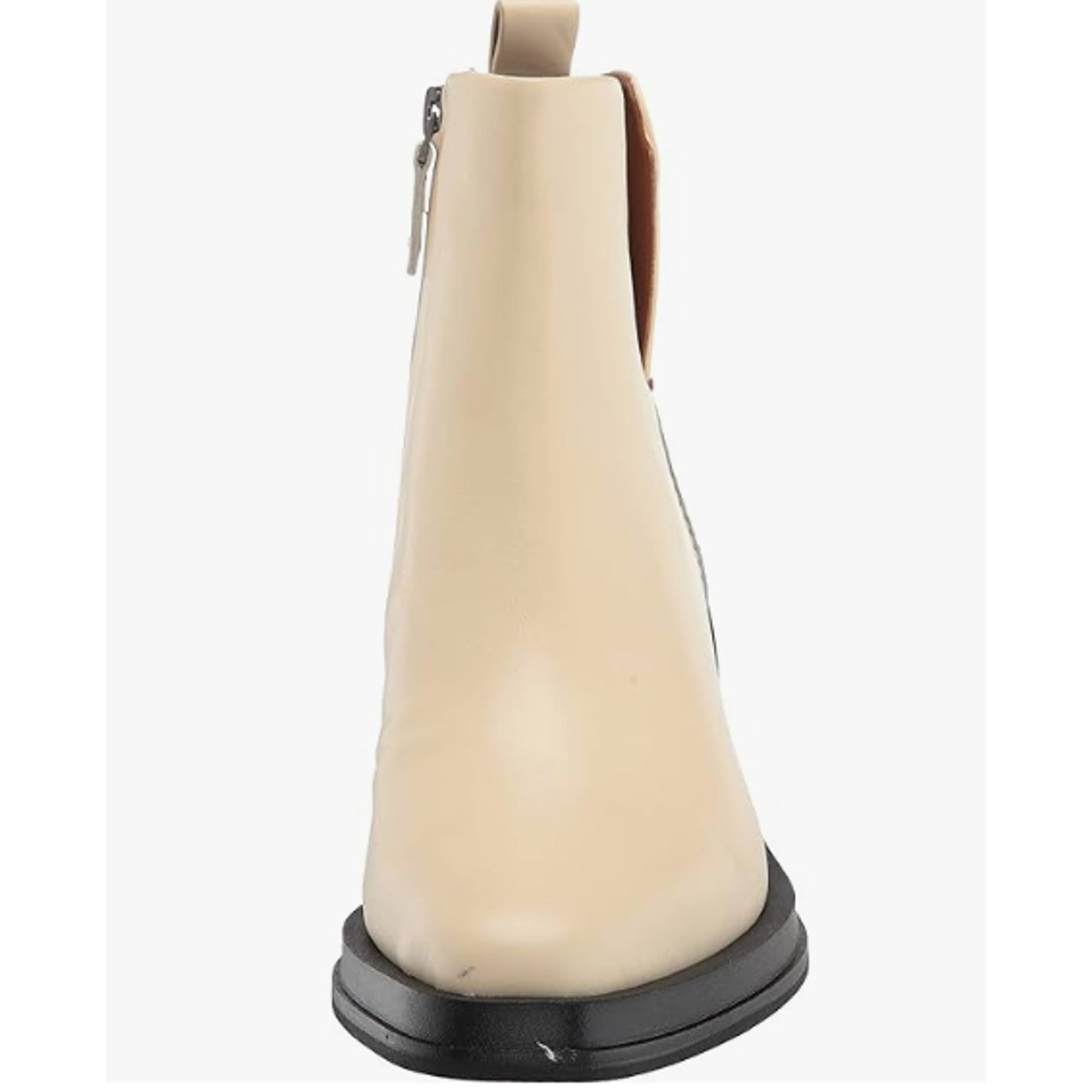 Franco Sarto Womens Dalden Beige Leather Ankle Booties Sz 6.5 M Block Heel Zip