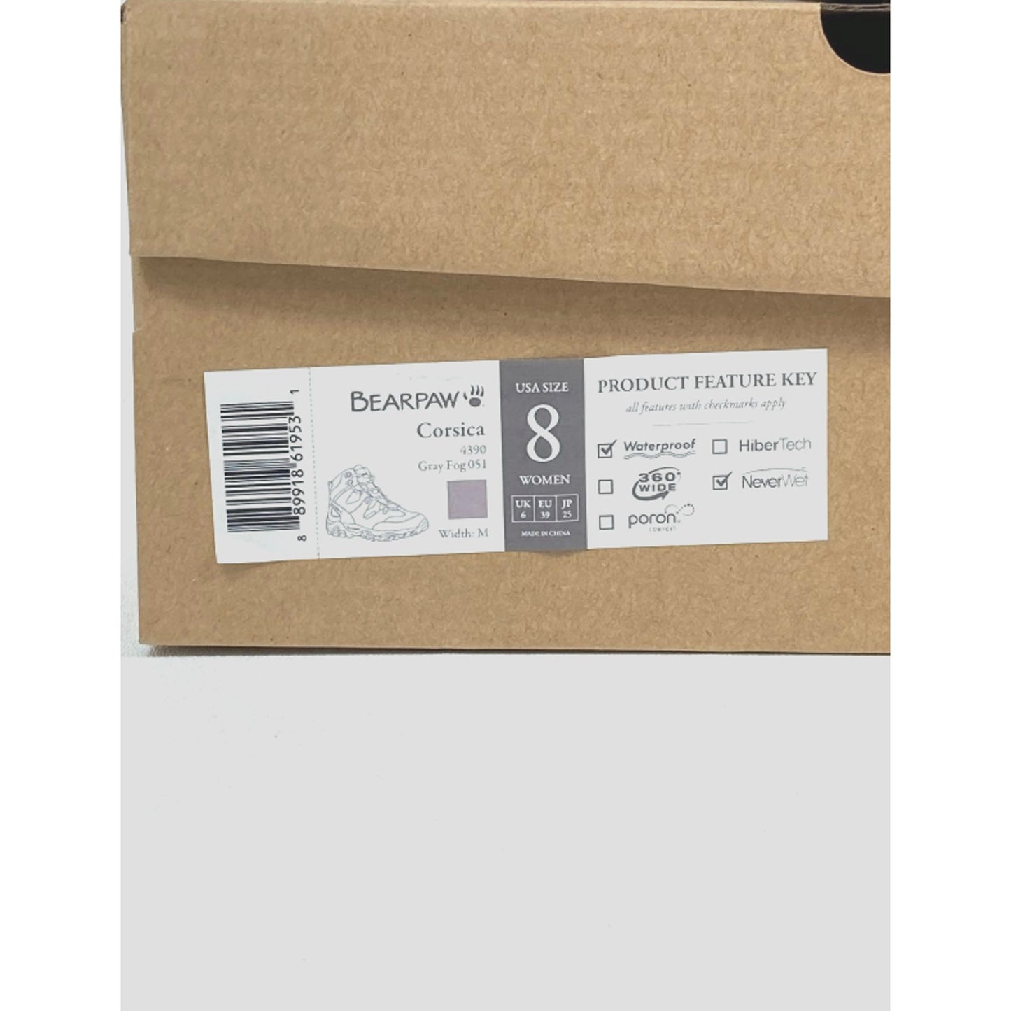 Bearpaw Women's Corsica Mid Trail Shoe, Gray, 8 Waterproof New