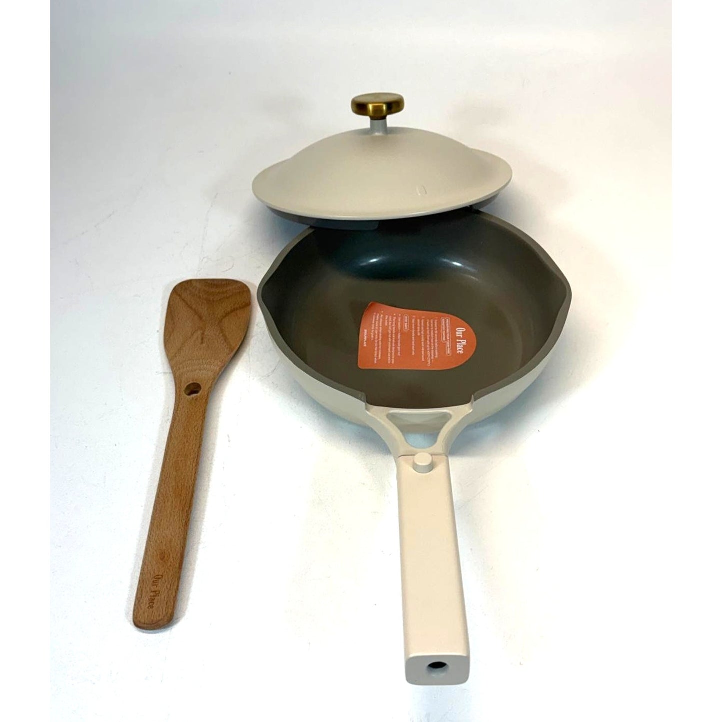 Our Place Aluminum Ceramic Nonstick 1.2L Cookware Cooking Pan Set Cream 3pc