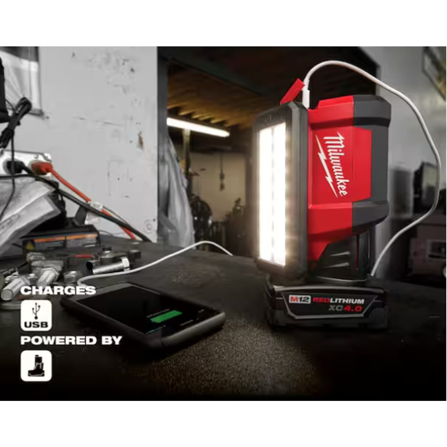 Milwaukee M12 ROVER Service and Repair Flood Light with USB Charging