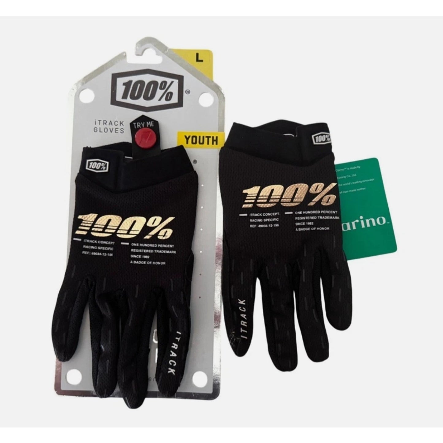 100% Youth Track Gloves Size Youth Large Black