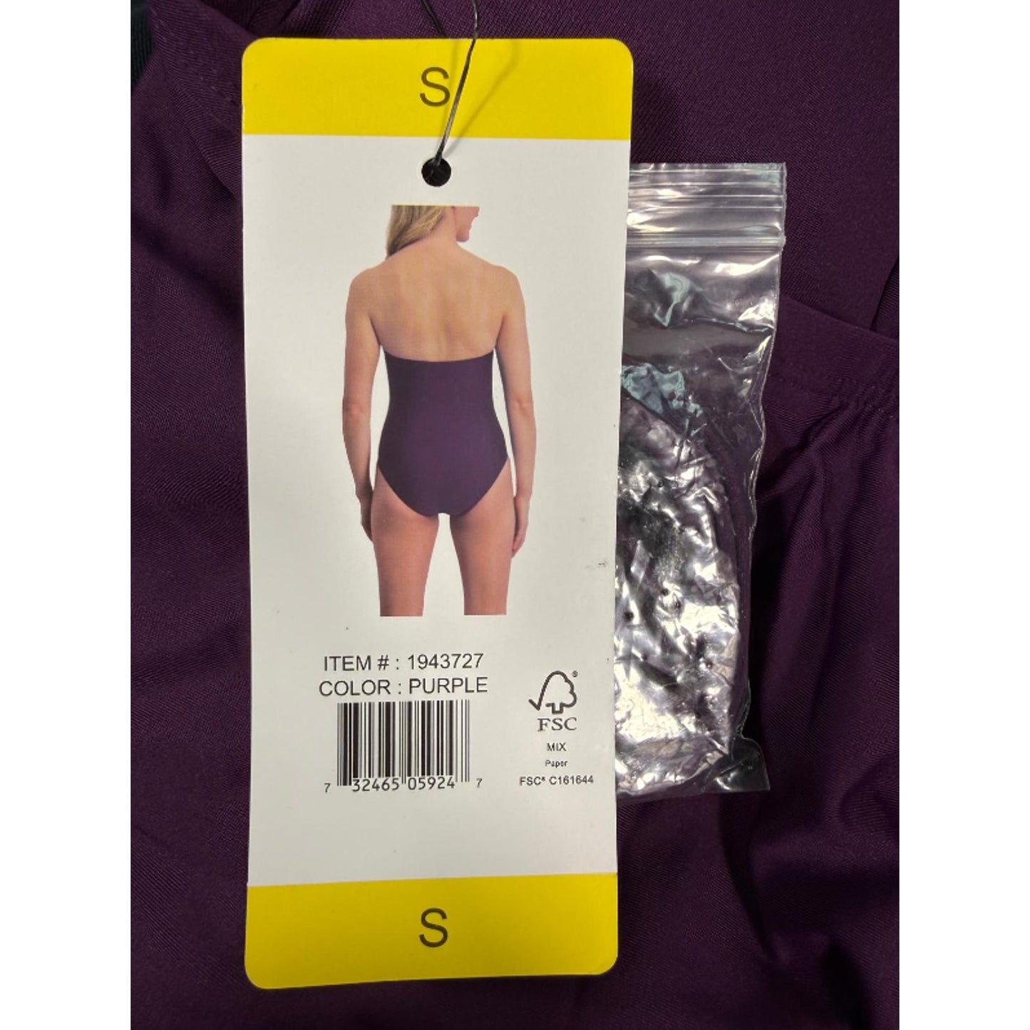 DKNY Womens Small S Solid Purple 1 Piece Swimming Bathing Suit Swimsuit