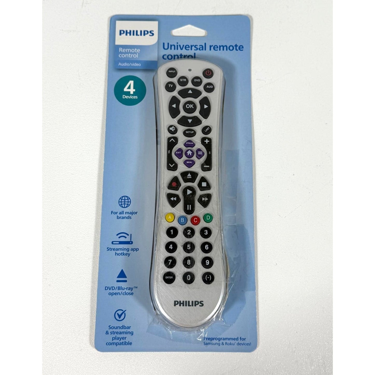 Philips 4-Device Universal Remote Control Pearl White