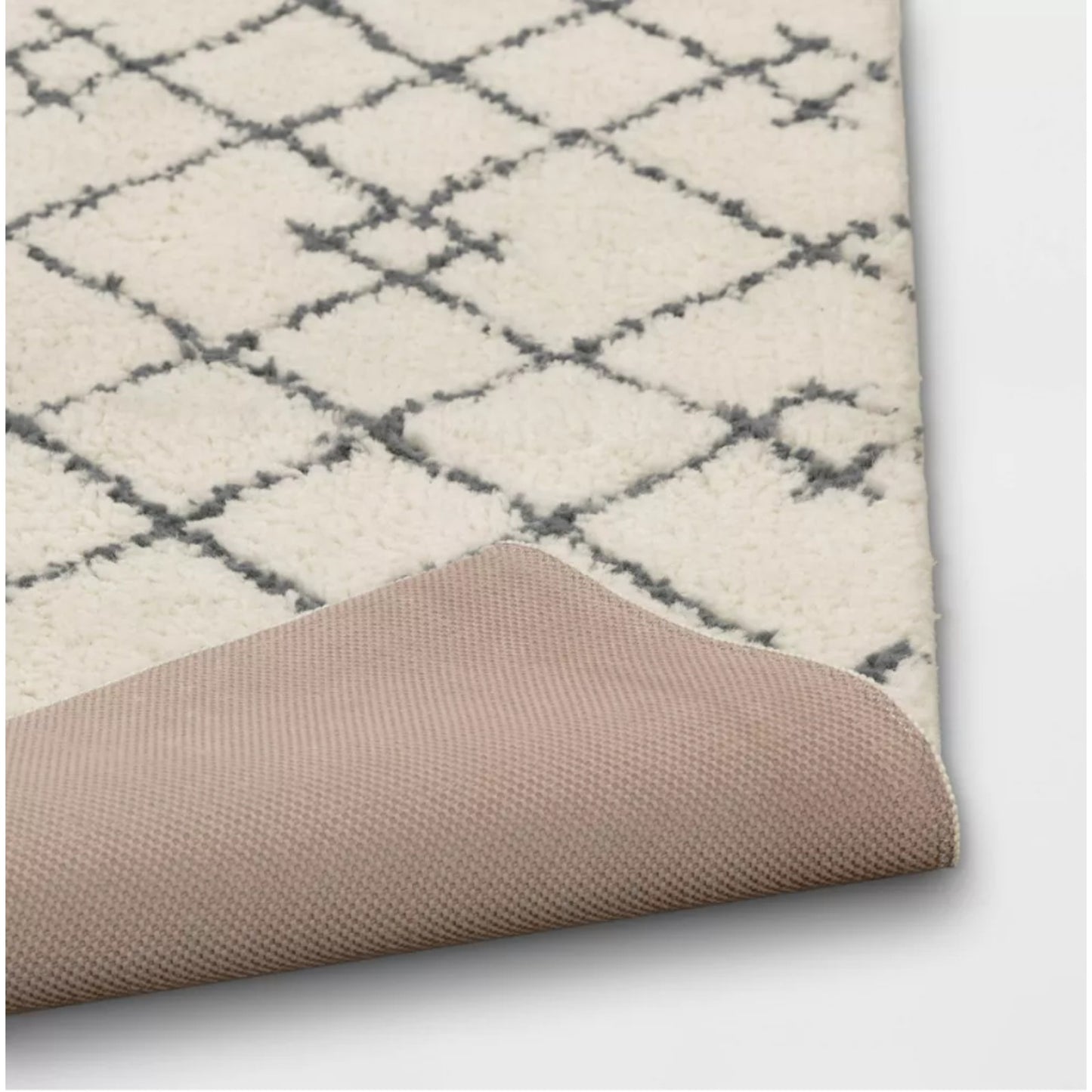 2'x7' Washable Kenya Fleece Geometric Design Tufted Runner Rug Cream - Threshold
