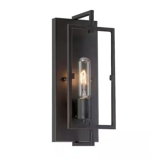 Home Decorators Kenton 4.75 in. 1-Light Bronze Wall Sconce w/ Cage Frame Detail