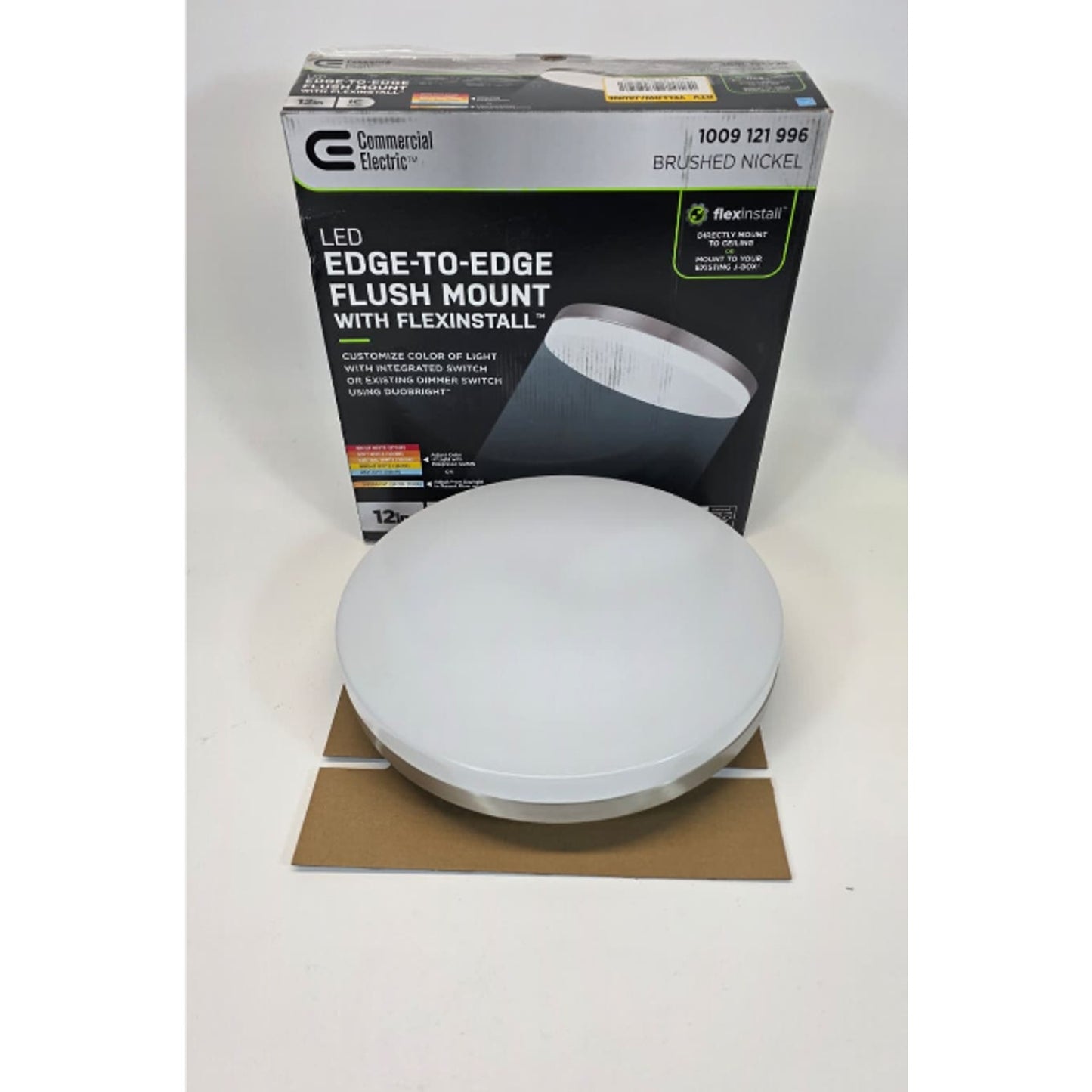 Flexinstall LED 12 in Brushed Nickel Edge to Edge Recessed Ceiling Light w/ 5CCT