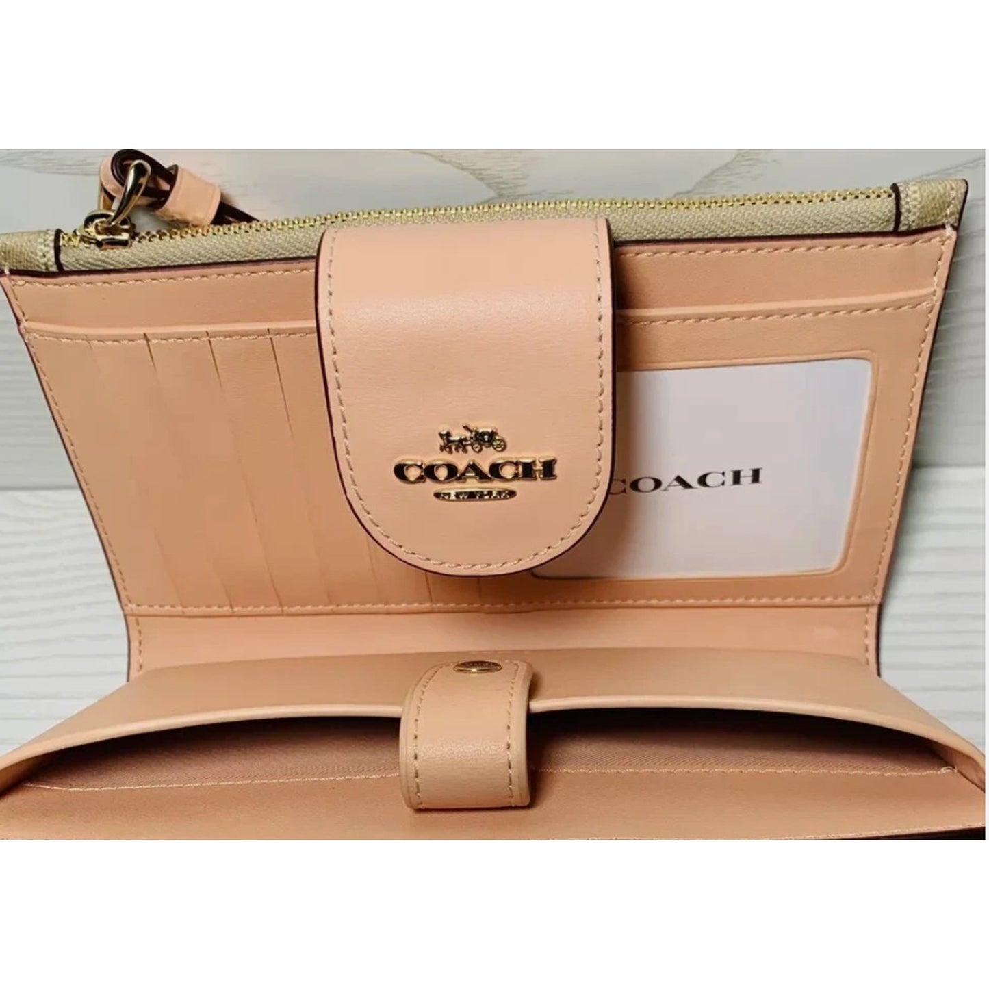 COACH Women's Tech Wallet in Colorblock Signature Canvas (Light Khaki)