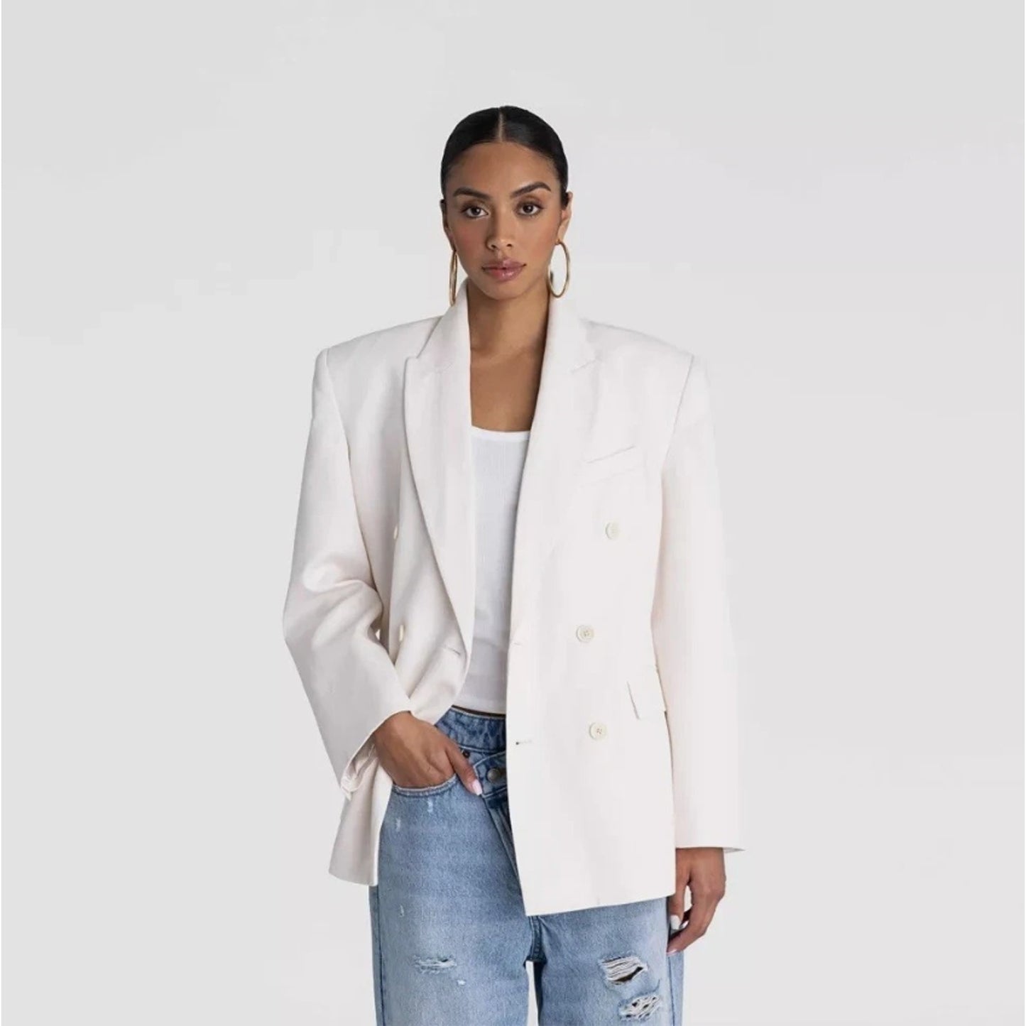 KBB by Kahlana The David Blazer Cream Color & Double Breasted - Size L - 14