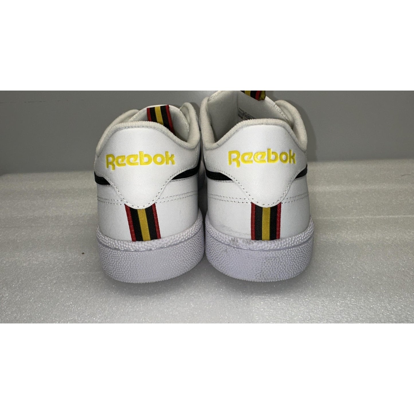 Reebok Club C 85 MU Sneaker in White with Collegiate Gold/Red EG5248 Size 11.5