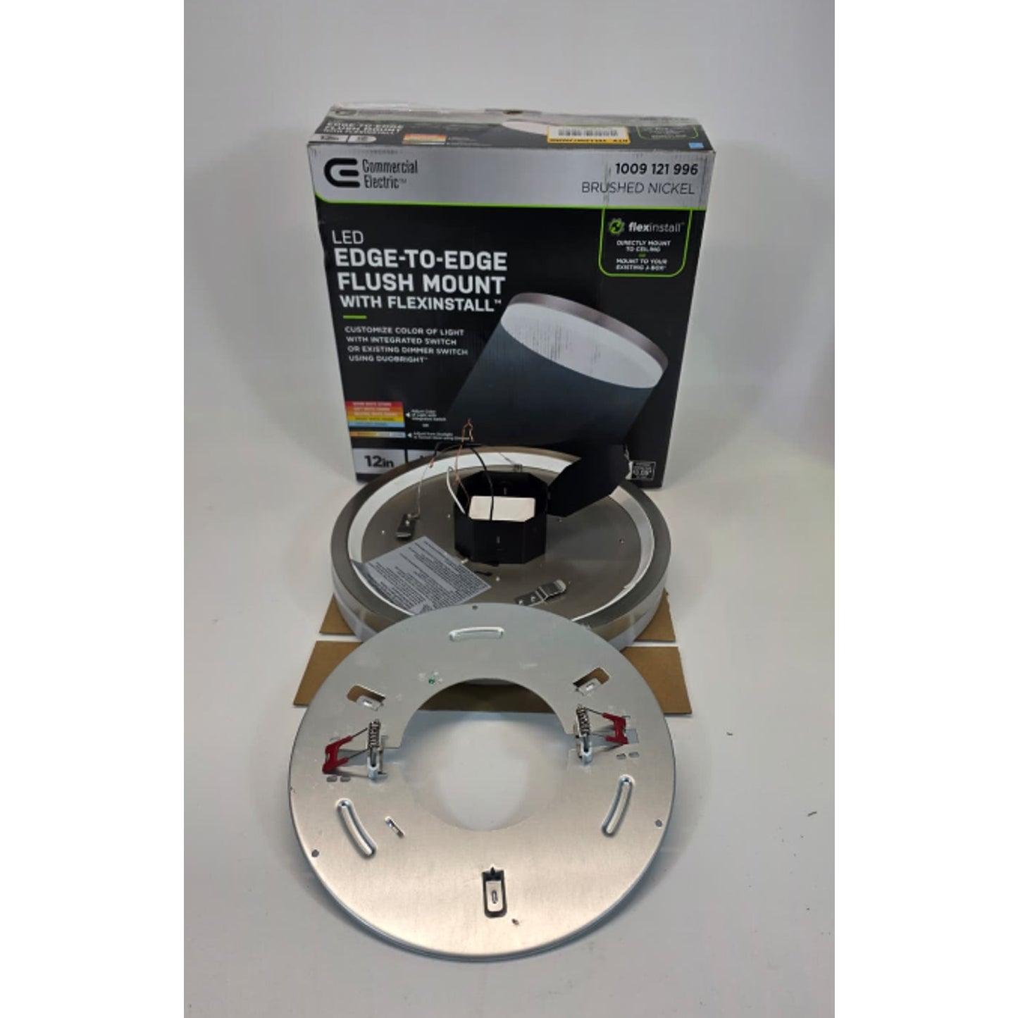 Flexinstall LED 12 in Brushed Nickel Edge to Edge Recessed Ceiling Light w/ 5CCT