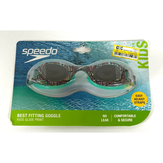 Speedo Kids Glide Print Goggles UV Protection Anti Fog Easy Adjust Straps