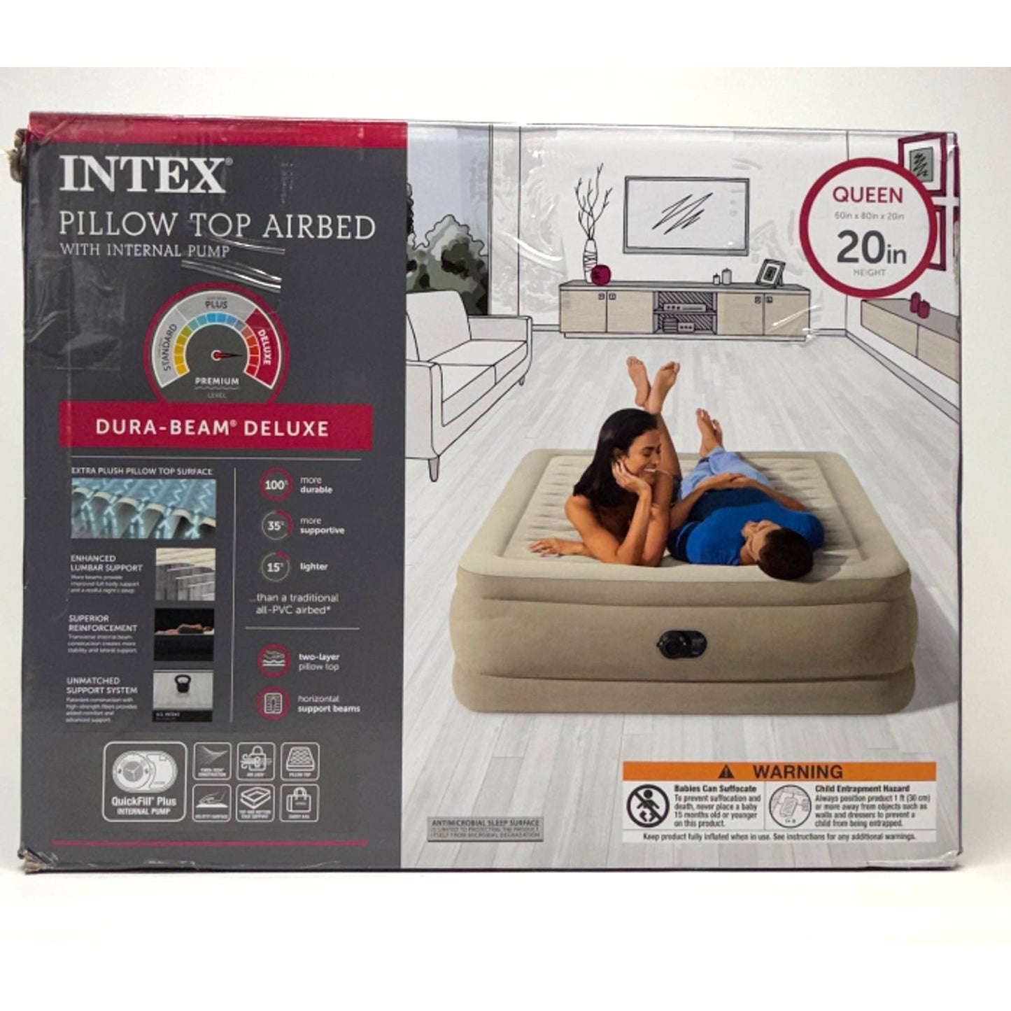 INTEX ULTRA PLUSH QUEEN SIZE AIR MATTRESS 120V INTERNAL 66194T - Scratch & Dent