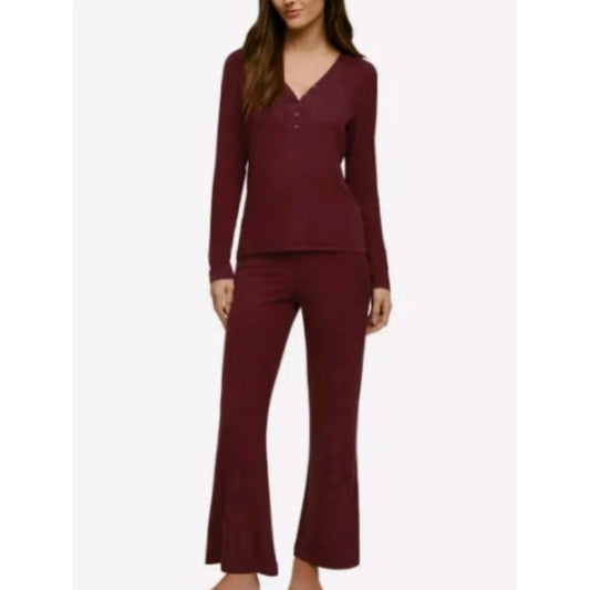 Banana Republic Womens 2-Piece Rib Lounge Soft Modal Blend XS Red Maroon
