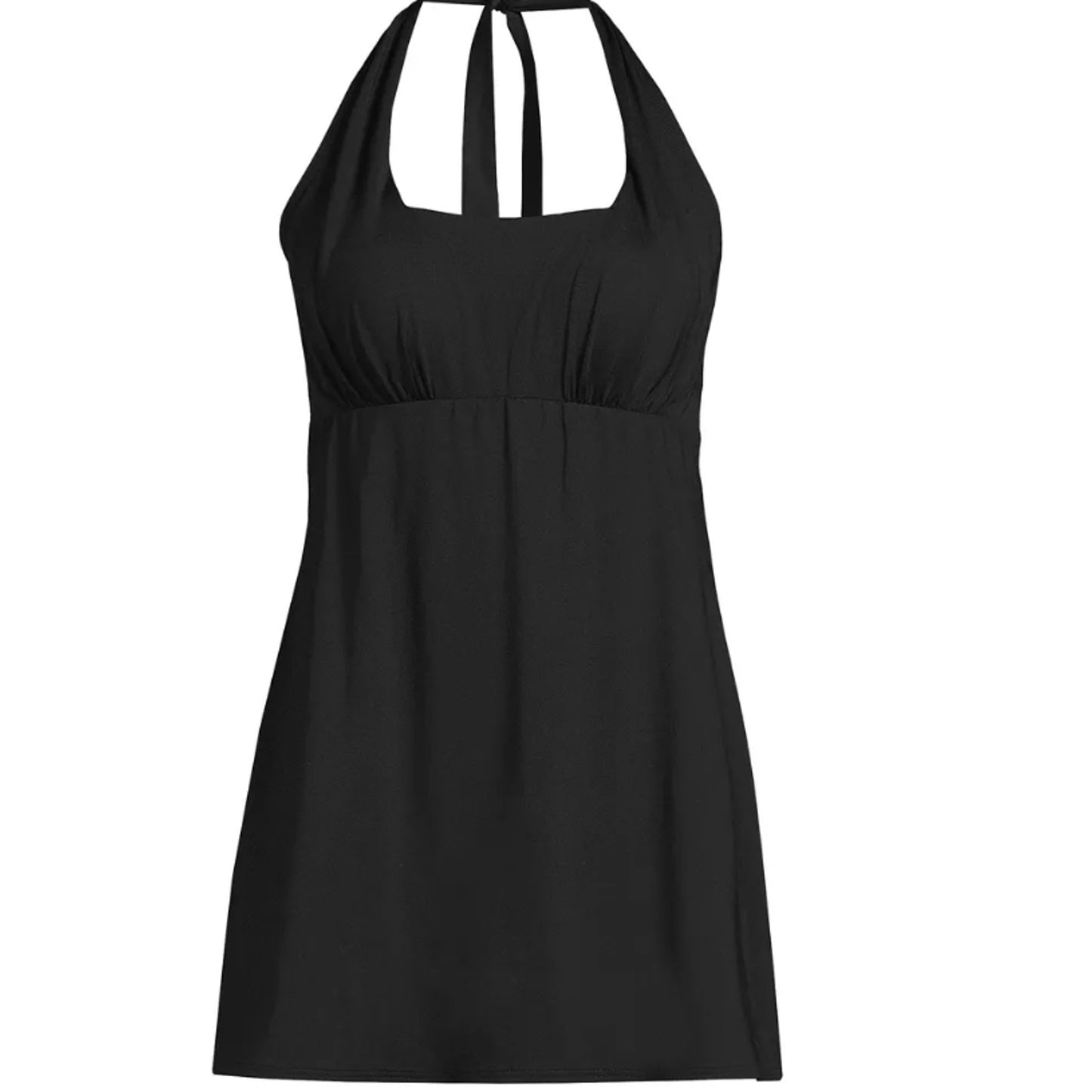 Lands' End Women's Halter One Piece Swimdress - Black XS