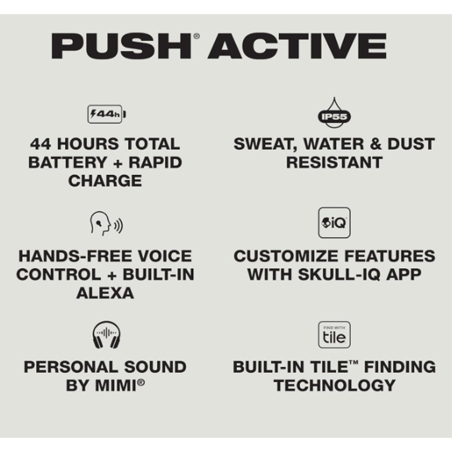 Skullcandy - Push Active True Wireless Sport Earbuds - Black/Orange